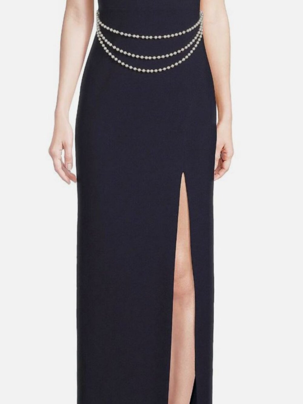LIKELY Women's Blue Josie High Slit Pearl Waist Gown Dress Size 2